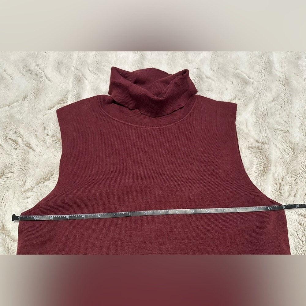 Talbots Petites Burgundy Sleeveless Turtleneck Knit Top - Picture 9 of 11